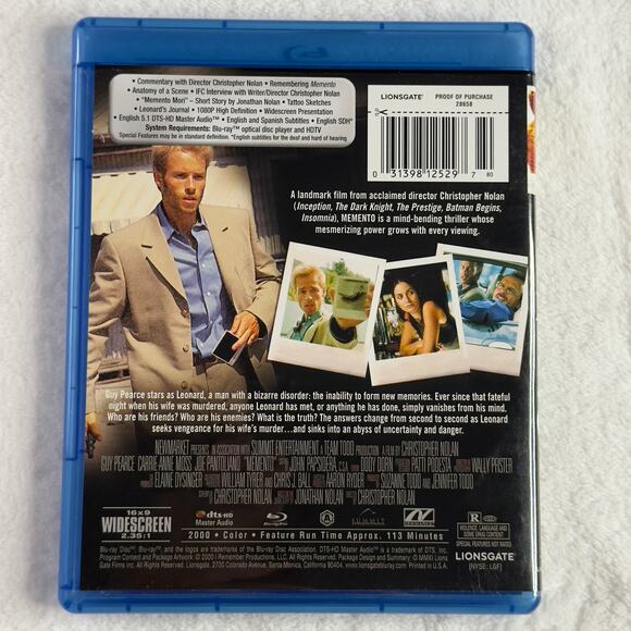 Memento Blu-ray 10th Anniversary Special Edition Christopher Nolan Guy Pearce - Picture 2 of 5